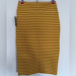 Large Striped Mustard Pencil Skirt